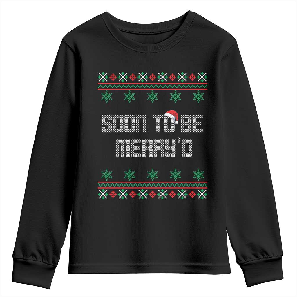 Soon To Be Merry'd Christmas Youth Sweatshirt Engaged Couple Matching TS10 Black Print Your Wear