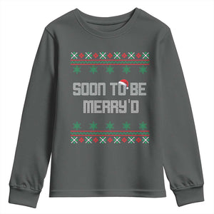 Soon To Be Merry'd Christmas Youth Sweatshirt Engaged Couple Matching TS10 Dark Heather Print Your Wear