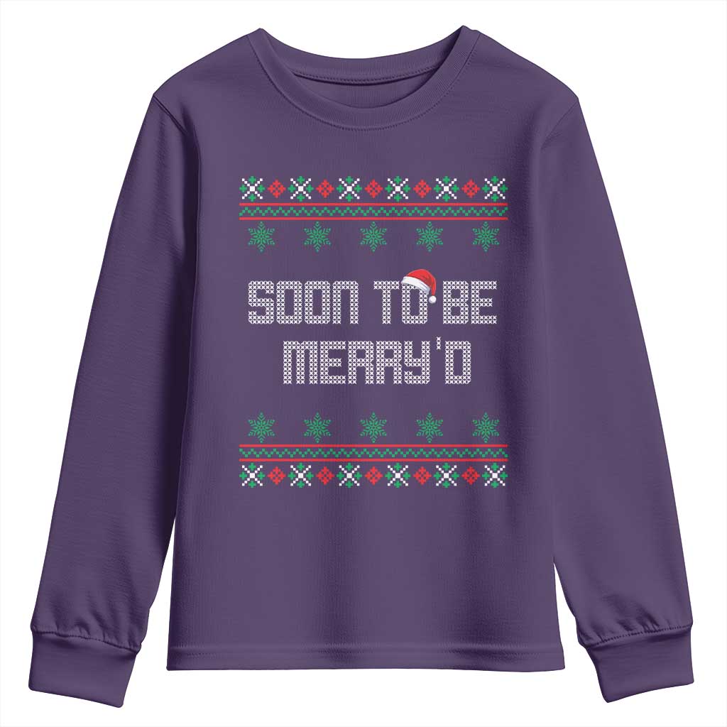 Soon To Be Merry'd Christmas Youth Sweatshirt Engaged Couple Matching TS10 Purple Print Your Wear