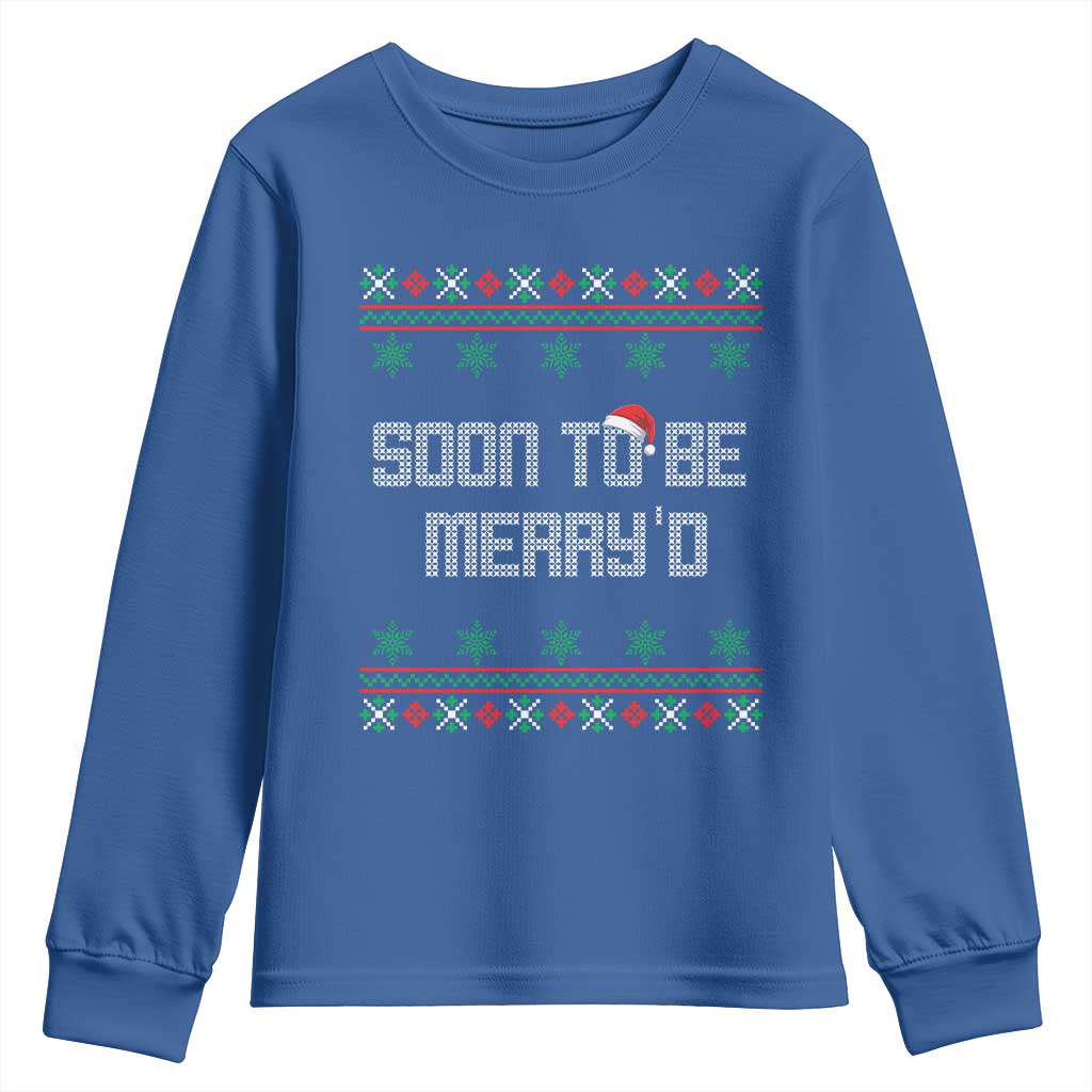 Soon To Be Merry'd Christmas Youth Sweatshirt Engaged Couple Matching TS10 Royal Blue Print Your Wear