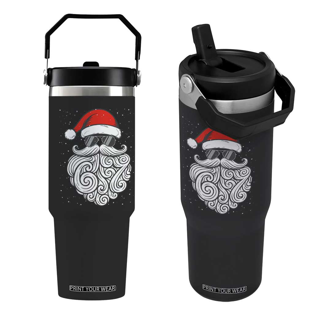 67 Christmas Santa Flip Straw Tumbler 6 7 Meme Pajamas Holiday Gen Alpha Slang Teen TS10 One Size: 30 oz Black Print Your Wear