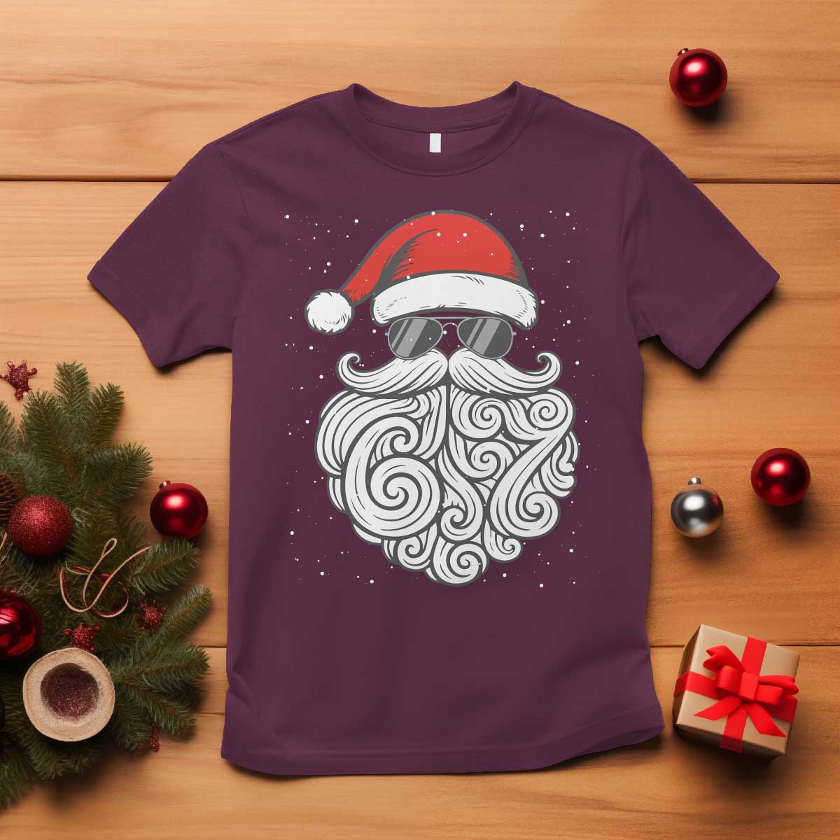 67 Christmas Santa T Shirt 6 7 Meme Pajamas Holiday Gen Alpha Slang Teen TS10 Maroon Print Your Wear