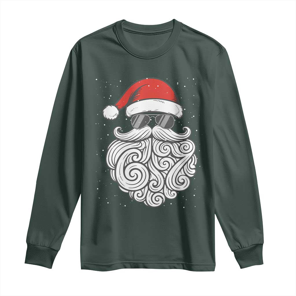 67 Christmas Santa Long Sleeve Shirt 6 7 Meme Pajamas Holiday Gen Alpha Slang Teen TS10 Dark Forest Green Print Your Wear