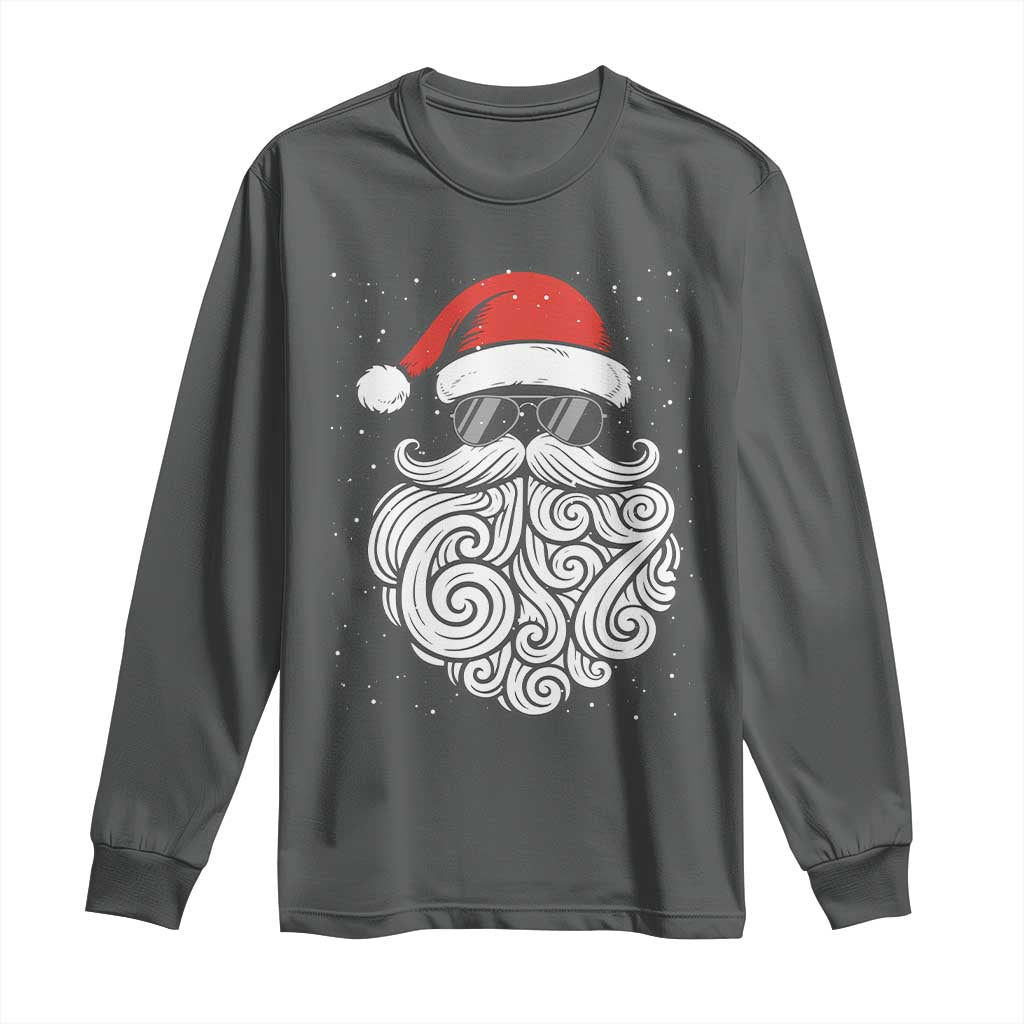 67 Christmas Santa Long Sleeve Shirt 6 7 Meme Pajamas Holiday Gen Alpha Slang Teen TS10 Dark Heather Print Your Wear