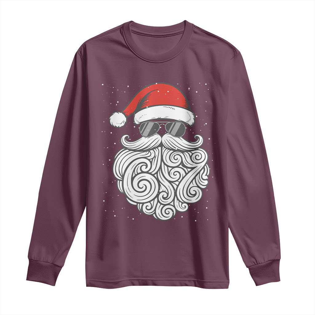 67 Christmas Santa Long Sleeve Shirt 6 7 Meme Pajamas Holiday Gen Alpha Slang Teen TS10 Maroon Print Your Wear