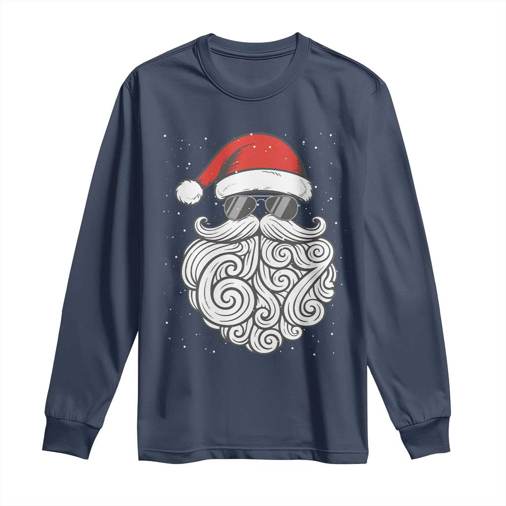 67 Christmas Santa Long Sleeve Shirt 6 7 Meme Pajamas Holiday Gen Alpha Slang Teen TS10 Navy Print Your Wear