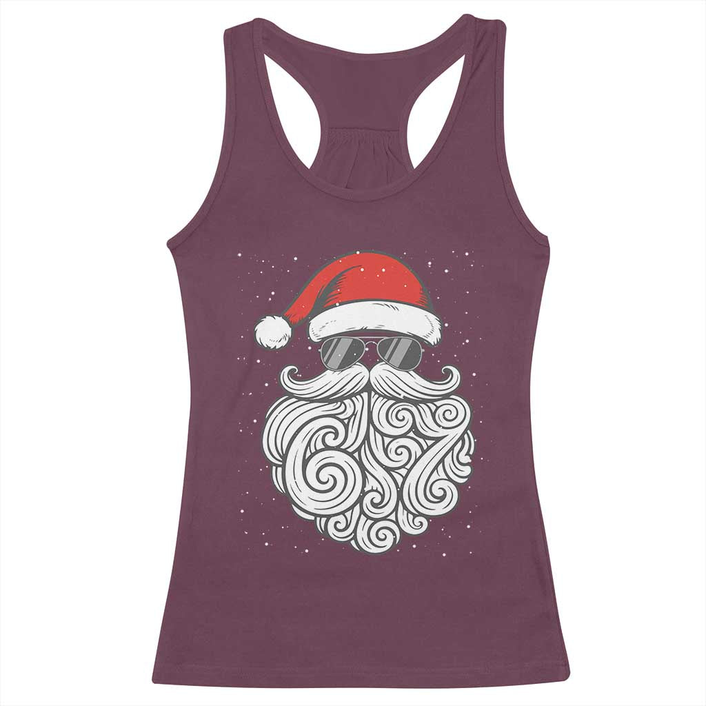 67 Christmas Santa Racerback Tank Top 6 7 Meme Pajamas Holiday Gen Alpha Slang Teen TS10 Maroon Print Your Wear