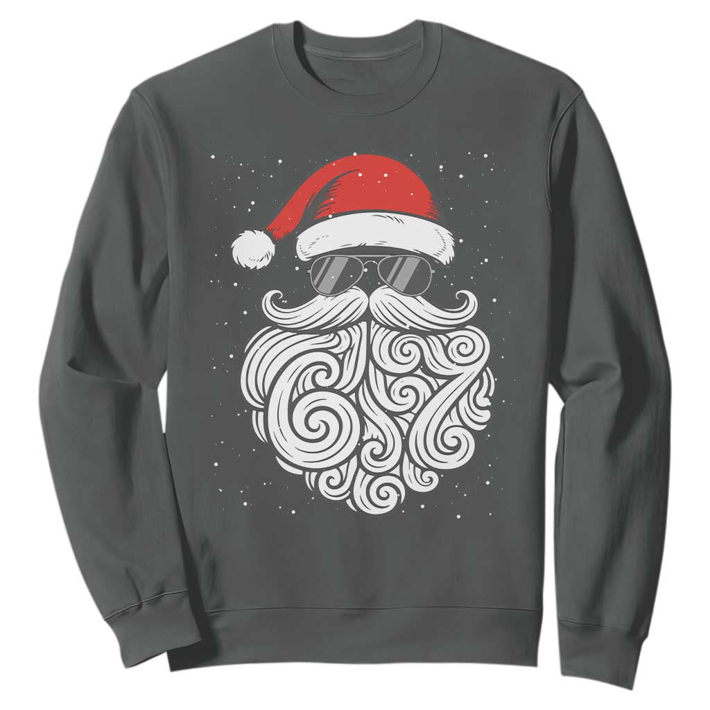 67 Christmas Santa Sweatshirt 6 7 Meme Pajamas Holiday Gen Alpha Slang Teen TS10 Dark Heather Print Your Wear
