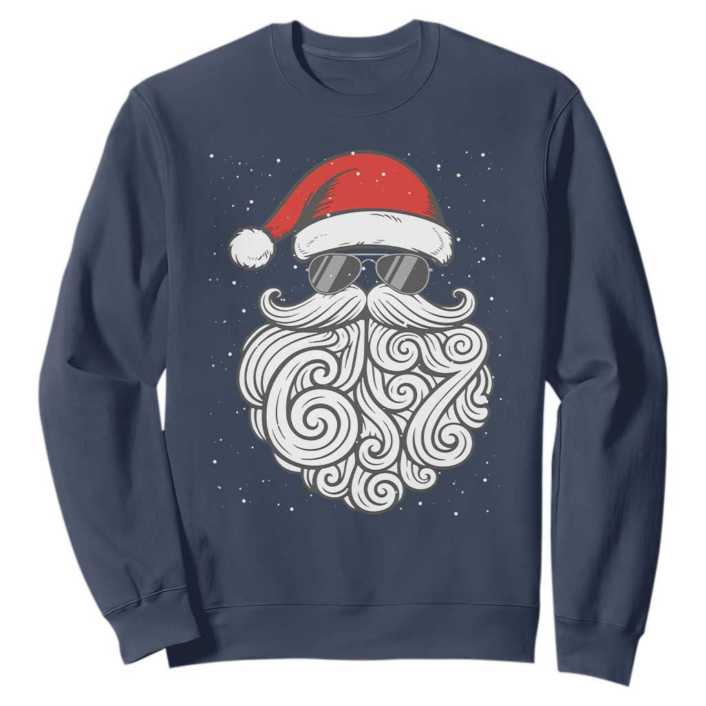 67 Christmas Santa Sweatshirt 6 7 Meme Pajamas Holiday Gen Alpha Slang Teen TS10 Navy Print Your Wear