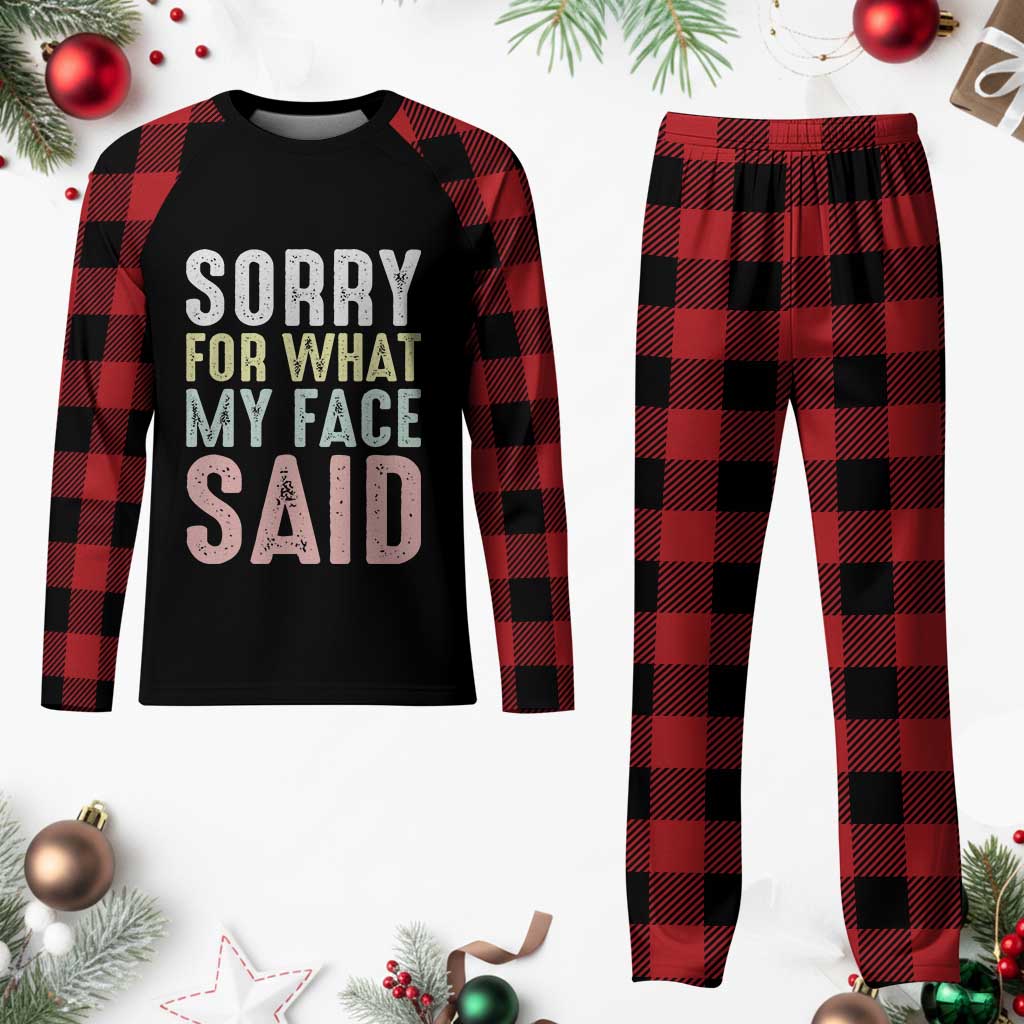 Sorry for What My Face Said Plaid Pajama Set Retro Funny Mood Sarcastic Resting Face TS10 Buffalo Plaid Print Your Wear