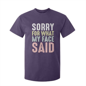 Sorry for What My Face Said T Shirt For Kid Retro Funny Mood Sarcastic Resting Face TS10 Purple Print Your Wear