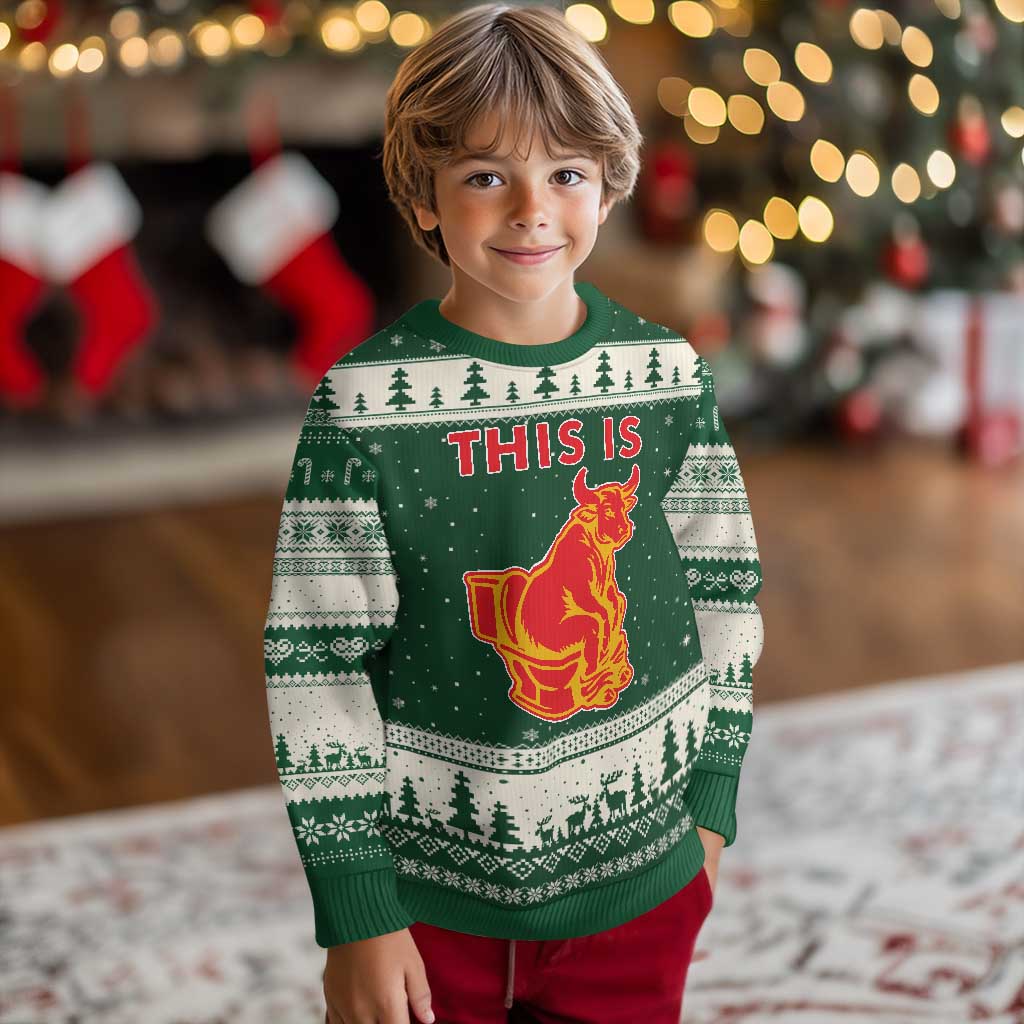 This Is Bull Shit Ugly Christmas Sweater Bullshit Sarcastic Embarrassing Gag Gifts TS10 Forest Green Beige Print Your Wear