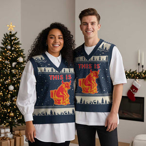 This Is Bull Shit V-Neck Knit Sweater Vest Bullshit Sarcastic Embarrassing Gag Gifts TS10 Navy Beige Print Your Wear