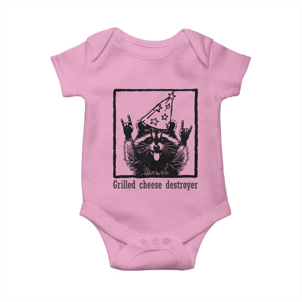 Vintage Raccoon Baby Onesie Retro Silly Trash Panda Meme TS10 Light Pink Print Your Wear
