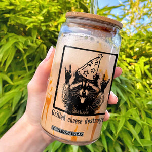 Vintage Raccoon Glass Can Retro Silly Trash Panda Meme TS10 White Print Your Wear