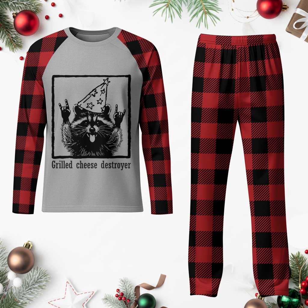 Vintage Raccoon Plaid Pajama Set Retro Silly Trash Panda Meme TS10 Buffalo Plaid Print Your Wear