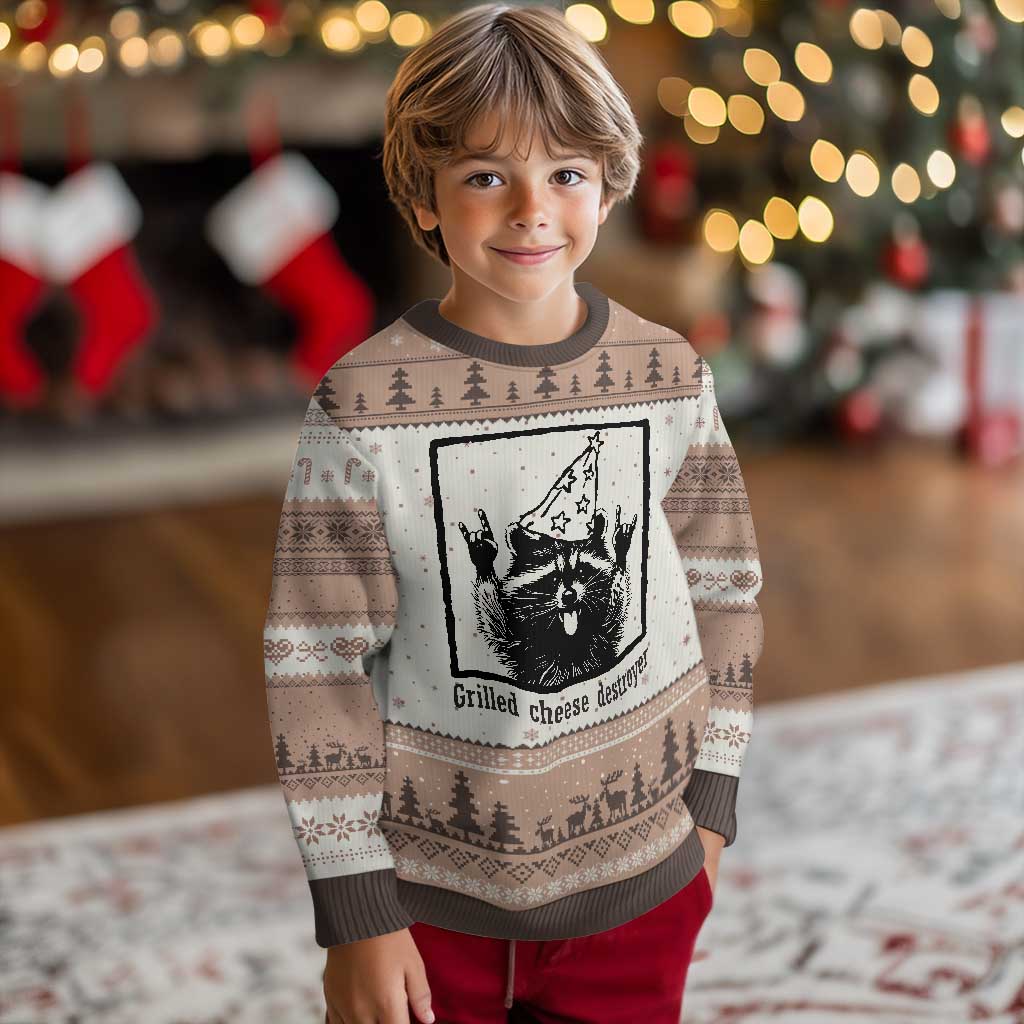 Vintage Raccoon Ugly Christmas Sweater Retro Silly Trash Panda Meme TS10 Mocha Mousse Print Your Wear