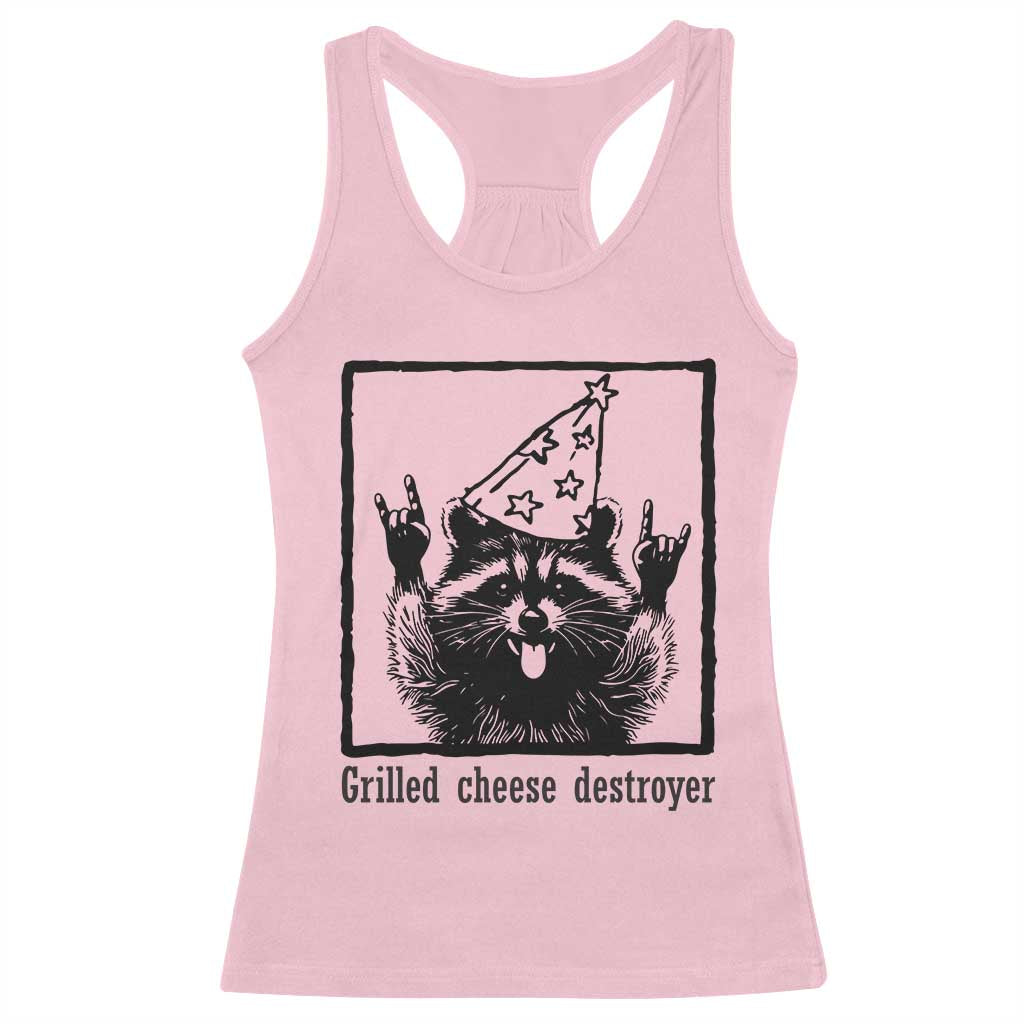 Vintage Raccoon Racerback Tank Top Retro Silly Trash Panda Meme TS10 Light Pink Print Your Wear