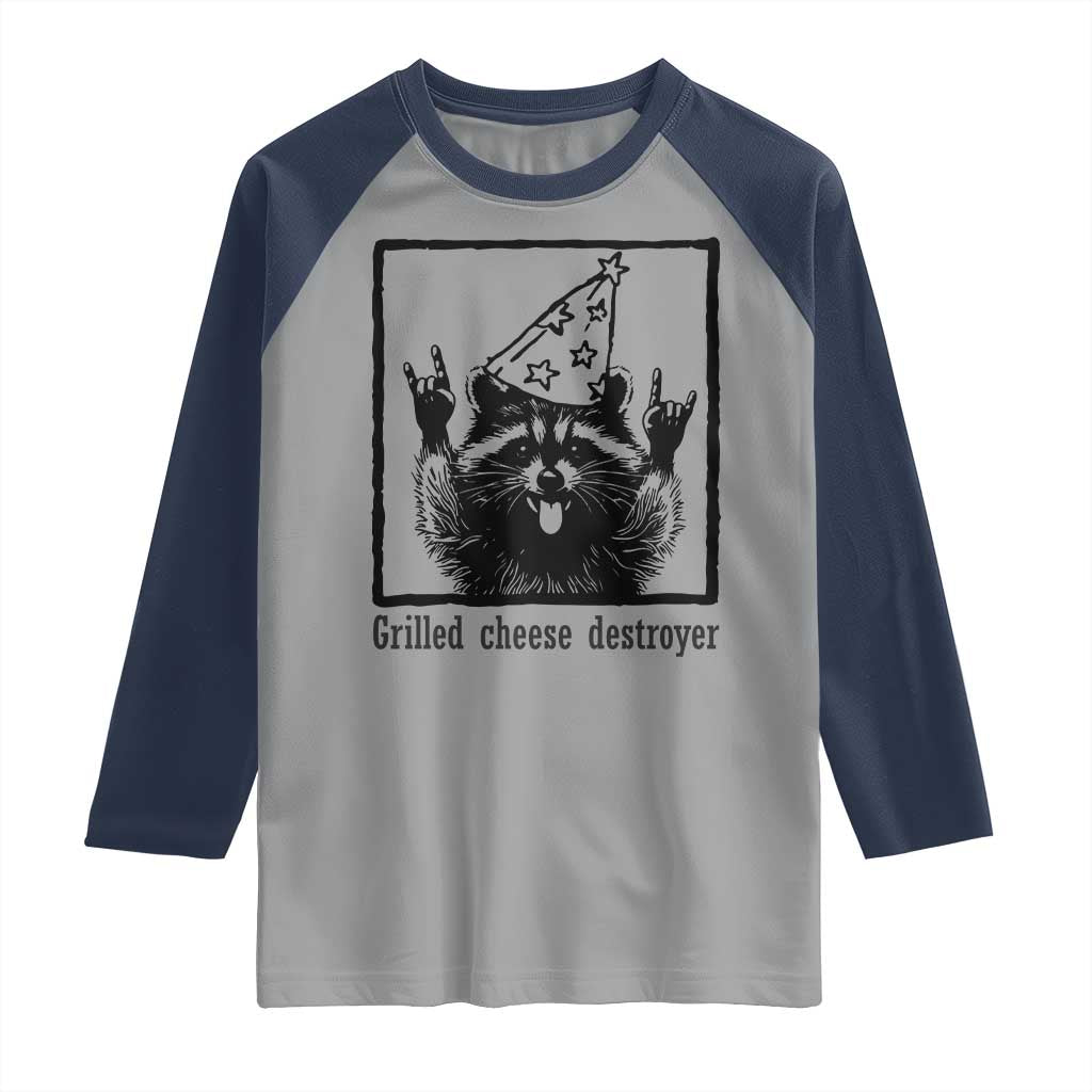 Vintage Raccoon Raglan Shirt Retro Silly Trash Panda Meme TS10 Sport Gray Navy Print Your Wear