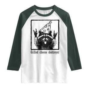 Vintage Raccoon Raglan Shirt Retro Silly Trash Panda Meme TS10 White Dark Forest Green Print Your Wear