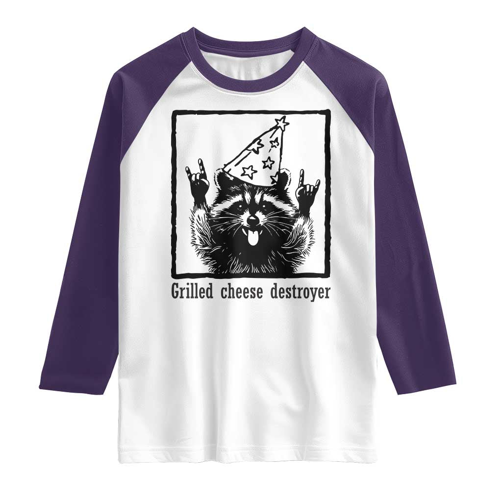 Vintage Raccoon Raglan Shirt Retro Silly Trash Panda Meme TS10 White Purple Print Your Wear
