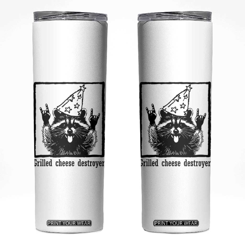 Vintage Raccoon Skinny Tumbler Retro Silly Trash Panda Meme TS10 White Print Your Wear