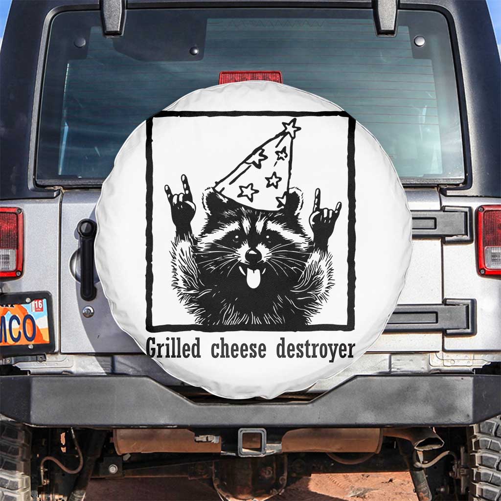 Vintage Raccoon Spare Tire Cover Retro Silly Trash Panda Meme TS10 No hole White Print Your Wear