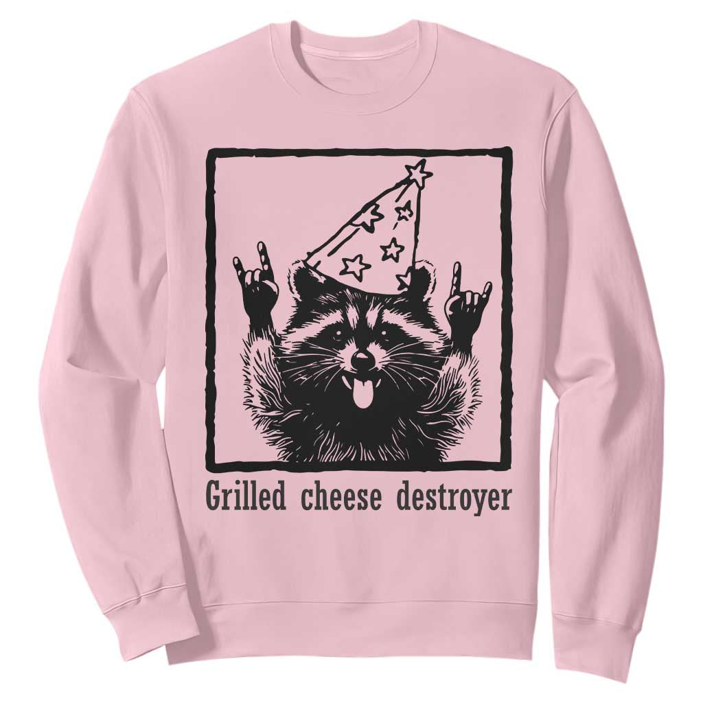 Vintage Raccoon Sweatshirt Retro Silly Trash Panda Meme TS10 Light Pink Print Your Wear