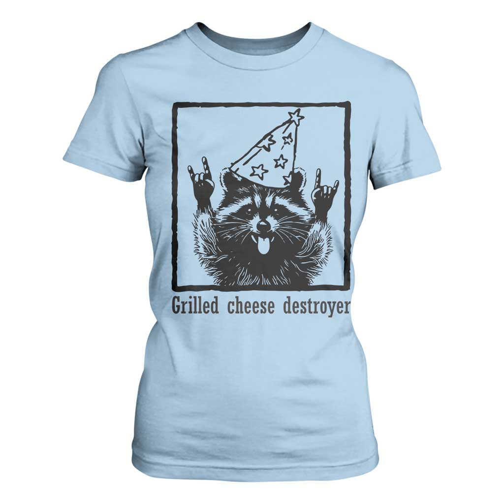 Vintage Raccoon T Shirt For Women Retro Silly Trash Panda Meme TS10 Light Blue Print Your Wear