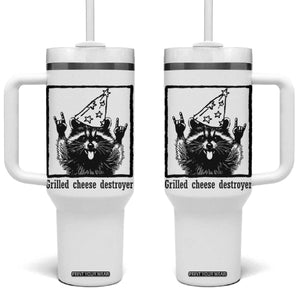 Vintage Raccoon Tumbler With Handle Retro Silly Trash Panda Meme TS10 One Size: 40 oz White Print Your Wear