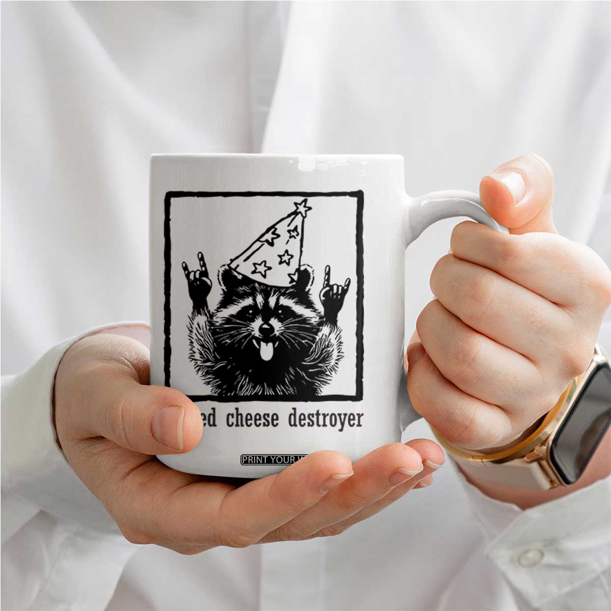Vintage Raccoon Coffee Mug Retro Silly Trash Panda Meme TS10 Print Your Wear