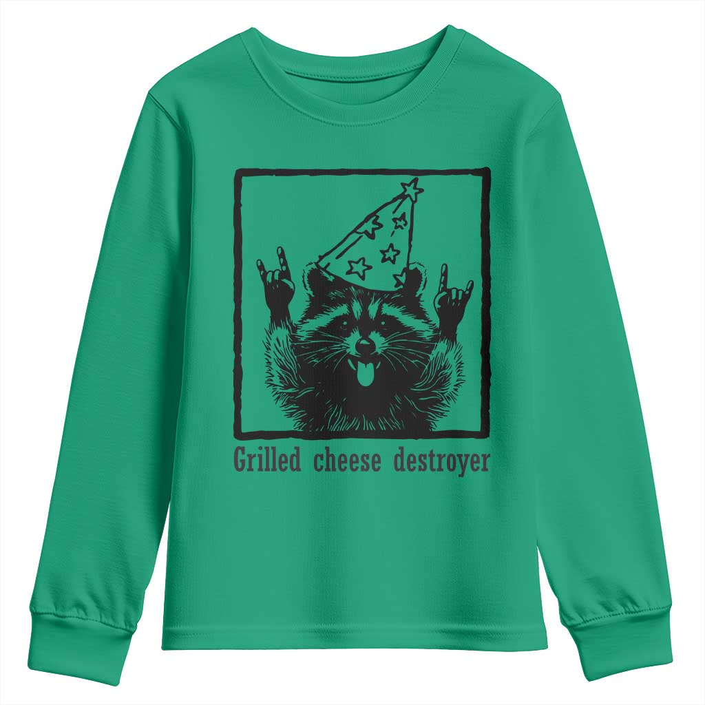 Vintage Raccoon Youth Sweatshirt Retro Silly Trash Panda Meme TS10 Irish Green Print Your Wear