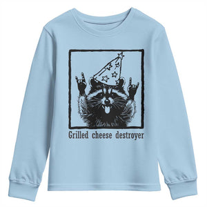 Vintage Raccoon Youth Sweatshirt Retro Silly Trash Panda Meme TS10 Light Blue Print Your Wear