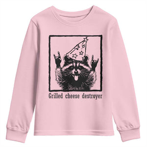 Vintage Raccoon Youth Sweatshirt Retro Silly Trash Panda Meme TS10 Light Pink Print Your Wear