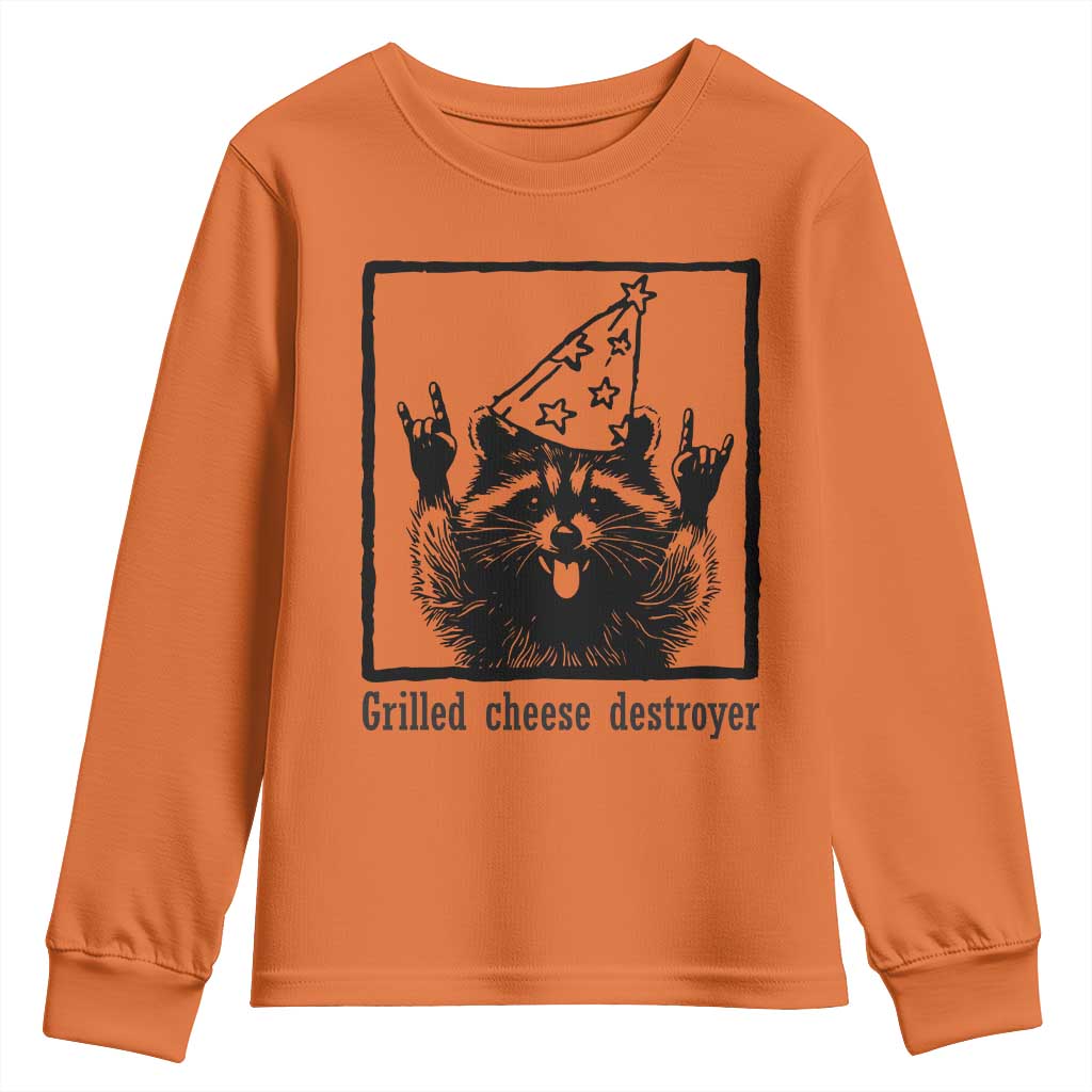Vintage Raccoon Youth Sweatshirt Retro Silly Trash Panda Meme TS10 Orange Print Your Wear