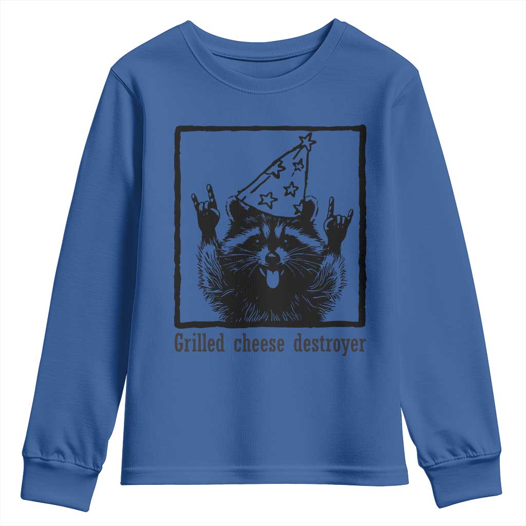 Vintage Raccoon Youth Sweatshirt Retro Silly Trash Panda Meme TS10 Royal Blue Print Your Wear