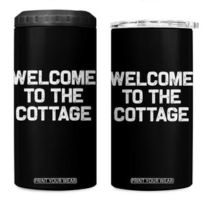 Welcome To The Cottage 4 in 1 Can Cooler Tumbler TS10 One Size: 16 oz Black Print Your Wear