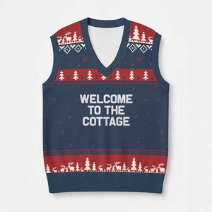 Welcome To The Cottage V-Neck Knit Sweater Vest TS10 Navy Red Print Your Wear