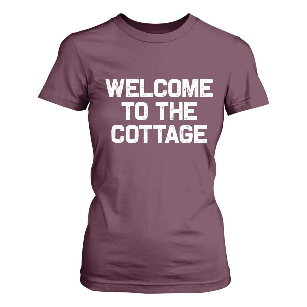 Welcome To The Cottage T Shirt For Women TS10 Maroon Print Your Wear