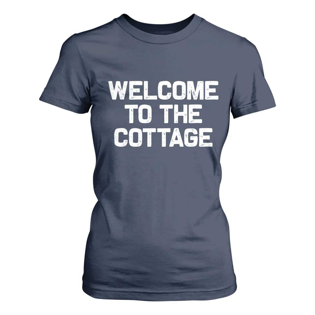 Welcome To The Cottage T Shirt For Women TS10 Navy Print Your Wear