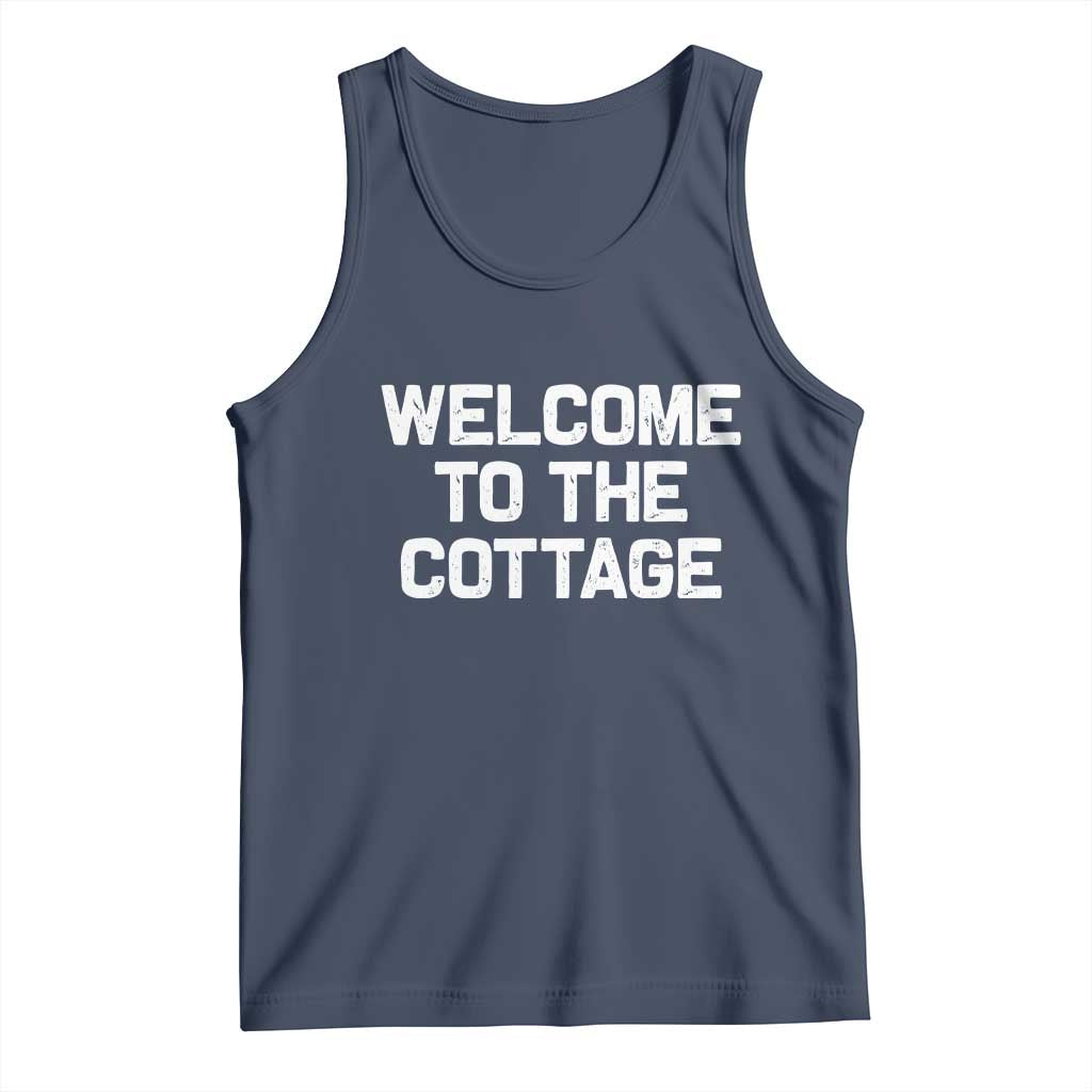 Welcome To The Cottage Tank Top TS10 Navy Print Your Wear