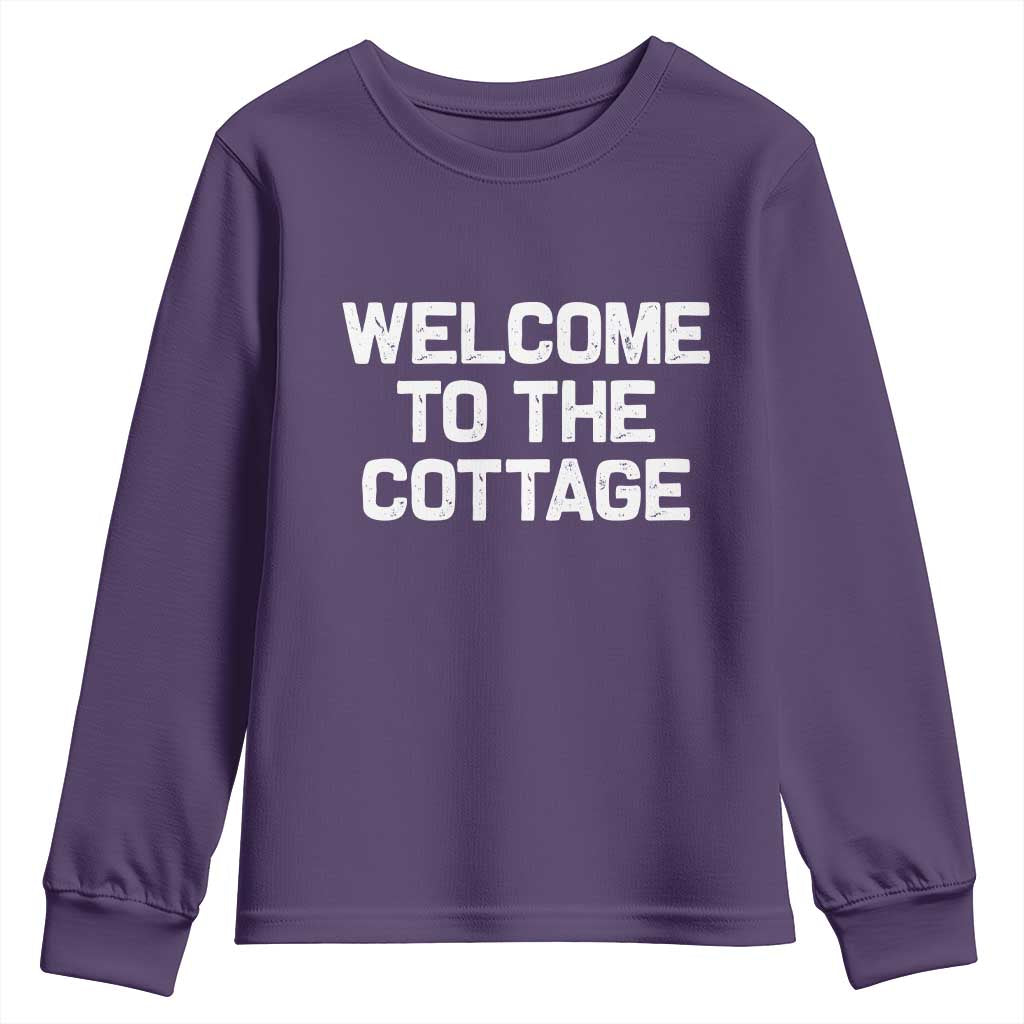 Welcome To The Cottage Youth Sweatshirt TS10 Purple Print Your Wear