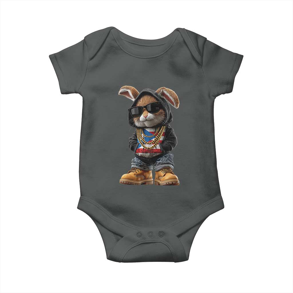 Bunny Puerto Rican Flag Baby Onesie Puerto Rican Taino Boricua Vibes TS10 Dark Heather Print Your Wear