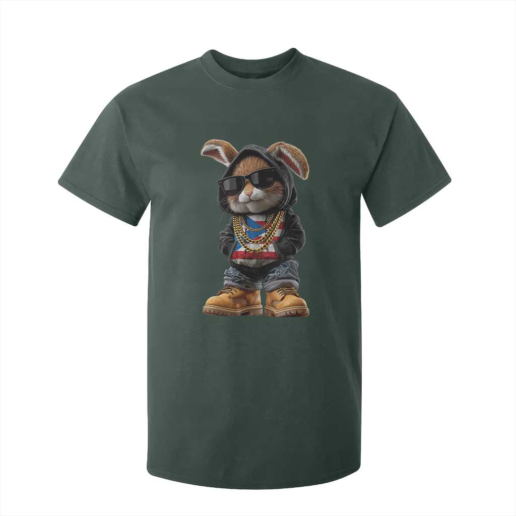 Bunny Puerto Rican Flag T Shirt For Kid Puerto Rican Taino Boricua Vibes TS10 Dark Forest Green Print Your Wear
