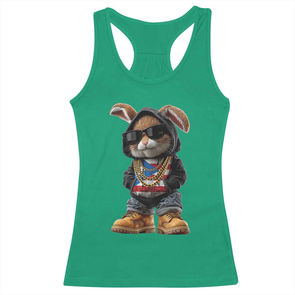 Bunny Puerto Rican Flag Racerback Tank Top Puerto Rican Taino Boricua Vibes TS10 Irish Green Print Your Wear