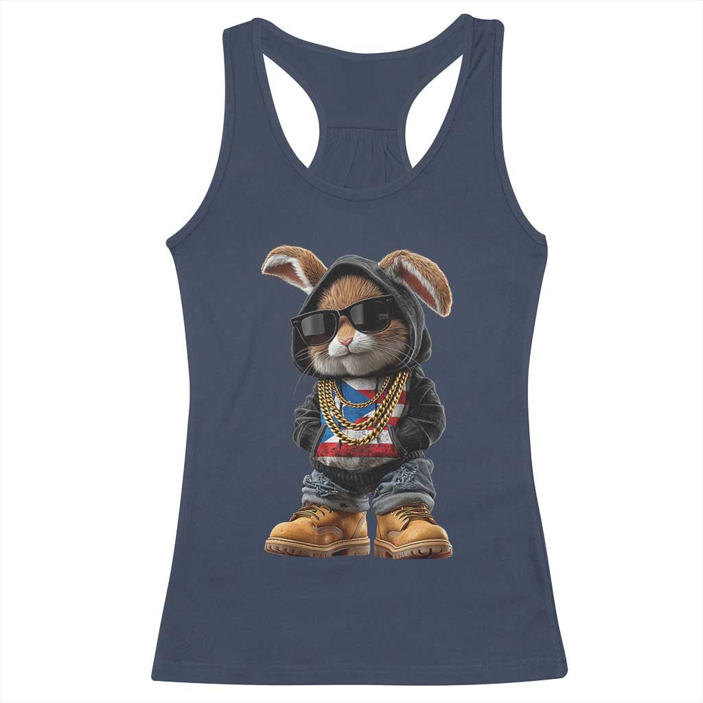Bunny Puerto Rican Flag Racerback Tank Top Puerto Rican Taino Boricua Vibes TS10 Navy Print Your Wear