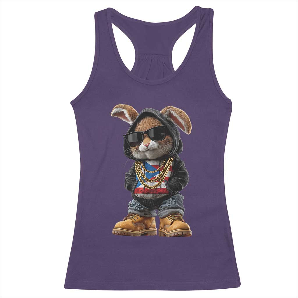 Bunny Puerto Rican Flag Racerback Tank Top Puerto Rican Taino Boricua Vibes TS10 Purple Print Your Wear