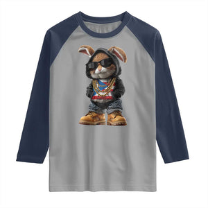 Bunny Puerto Rican Flag Raglan Shirt Puerto Rican Taino Boricua Vibes TS10 Sport Gray Navy Print Your Wear