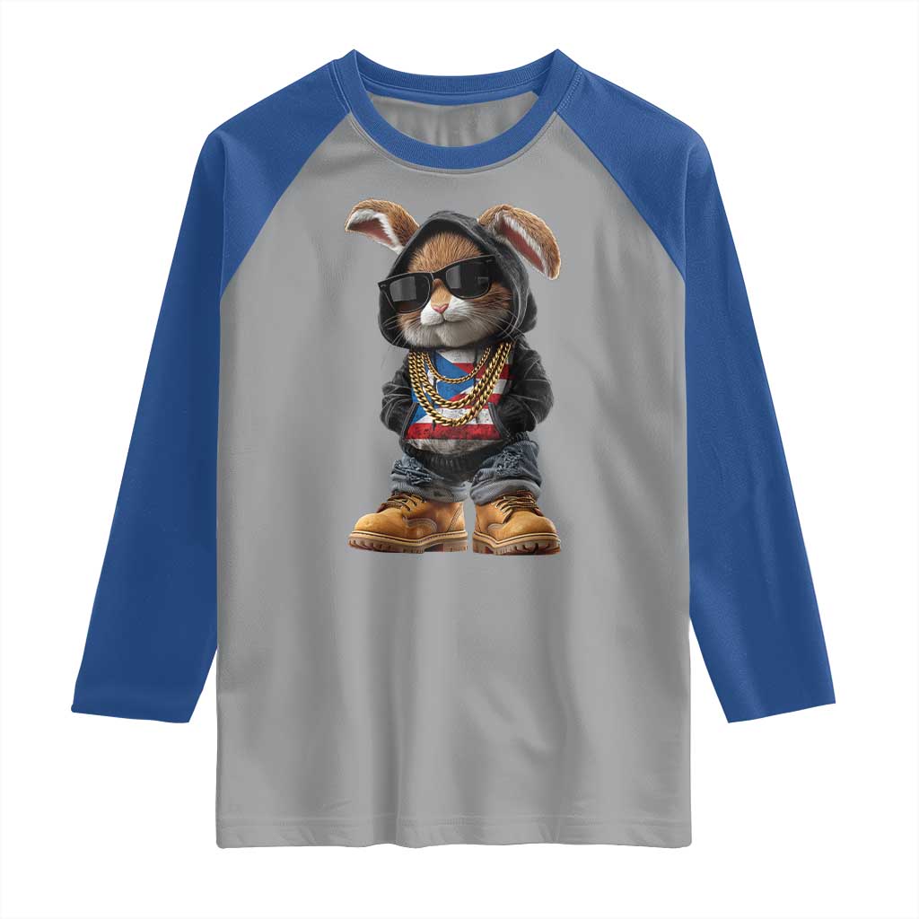 Bunny Puerto Rican Flag Raglan Shirt Puerto Rican Taino Boricua Vibes TS10 Sport Gray Royal Print Your Wear