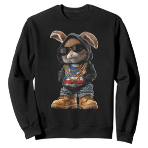 Bunny Puerto Rican Flag Sweatshirt Puerto Rican Taino Boricua Vibes TS10 Black Print Your Wear